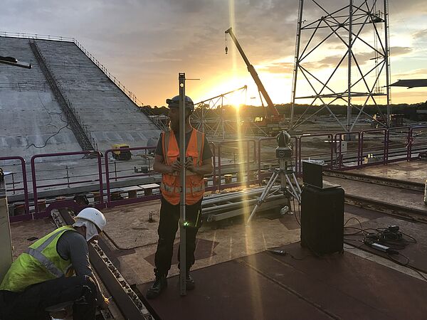 Vermessung bei Sonnenuntergang