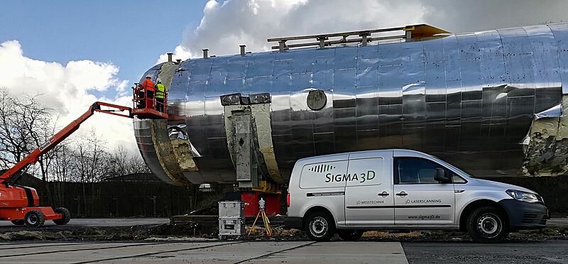 Das Team von sigma3D vermisst den Gastank im Emsland